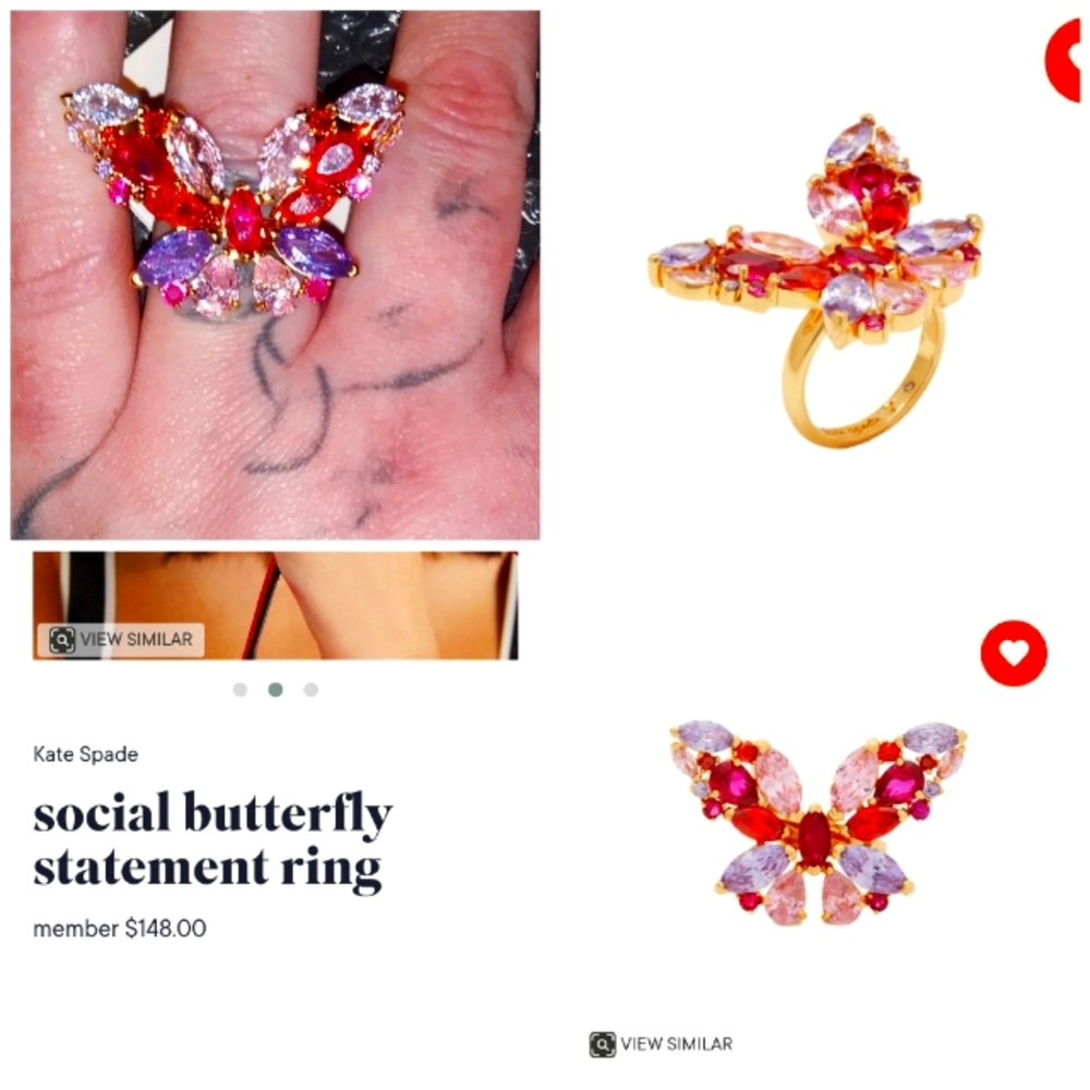 Kate Spade Social Butterfly Statement Ring size 7